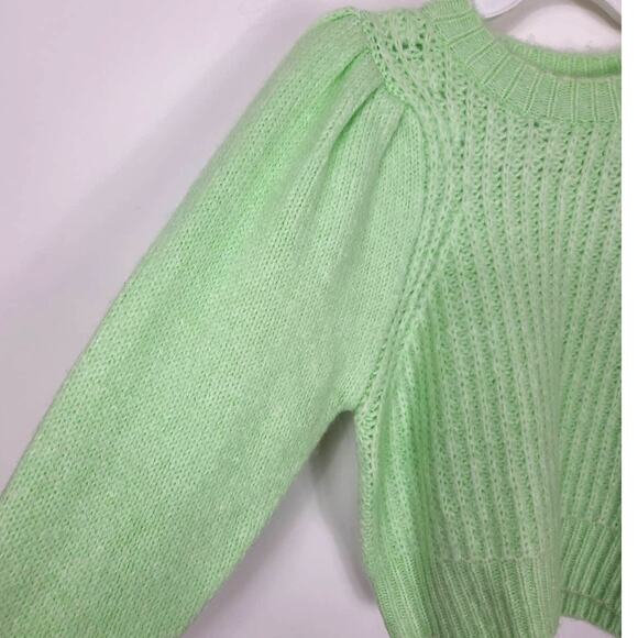 TOPSHOP Pleated Sleeve Sweater In Pastel Green NWT - Picture 4 of 7